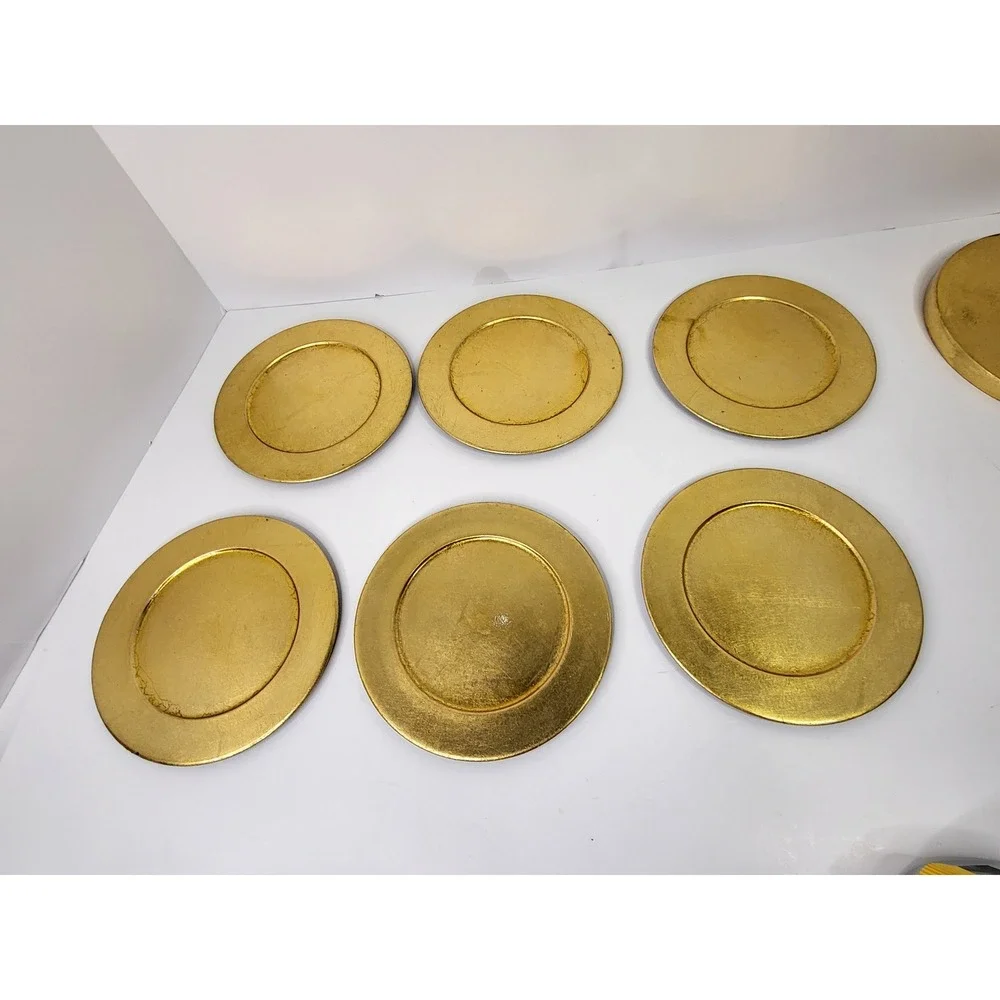 Vintage 1998 Royal Gallery Gold Leaf Coasters Set of 6 with Lidded Holder